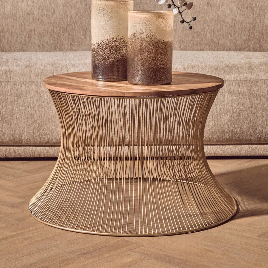 Mango Wood and Gold Finish Coffee Table