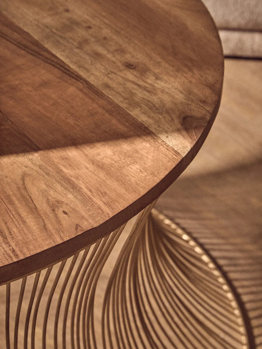 Mango Wood and Gold Finish Coffee Table