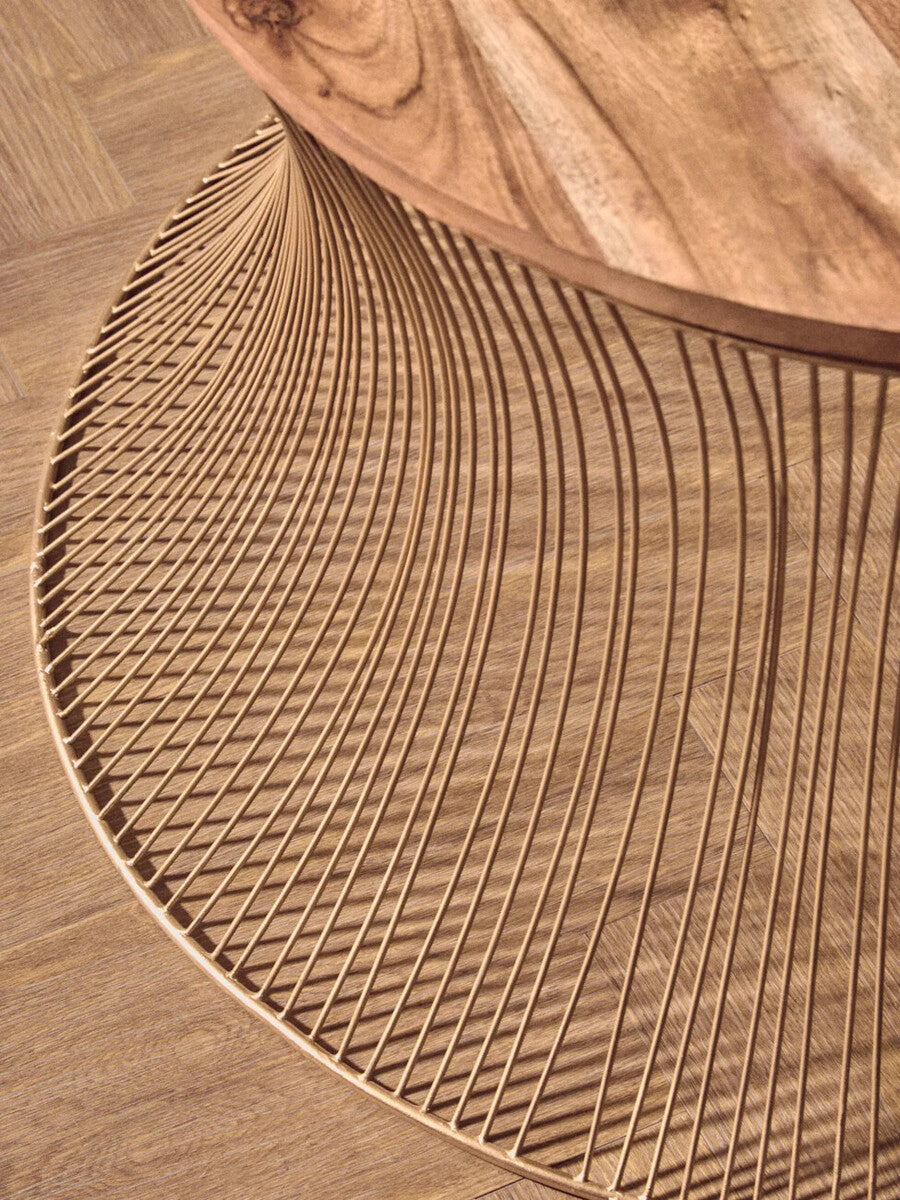 Mango Wood and Gold Finish Coffee Table