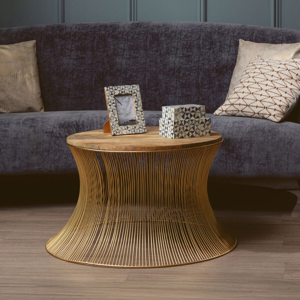 Mango Wood and Gold Finish Coffee Table