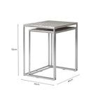 Silver Nickel Set of Two Rectangular Nesting Tables with Textured Aluminium Tops and Sleek Iron Frame
