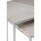 Silver Nickel Set of Two Rectangular Nesting Tables with Textured Aluminium Tops and Sleek Iron Frame