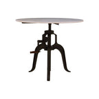 White Marble and Black Finish Adjustable Bar Table
