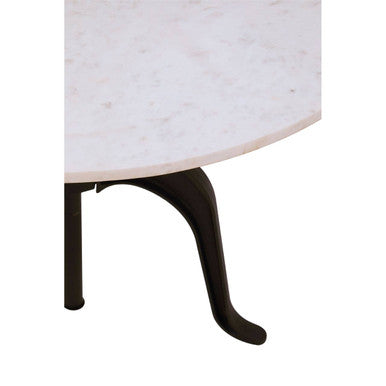 White Marble and Black Finish Adjustable Bar Table