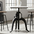 White Marble and Black Finish Adjustable Bar Table