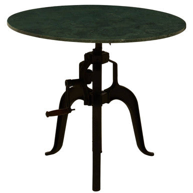 Green Marble and Black Metal Bar Table