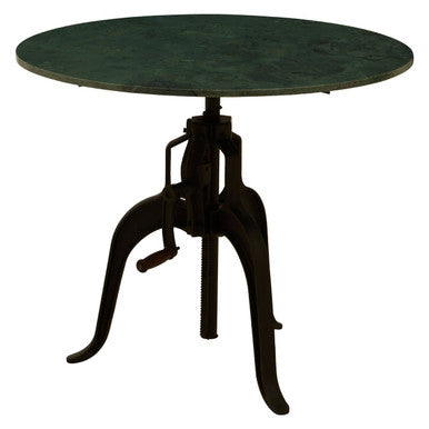 Green Marble and Black Metal Bar Table