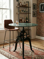Green Marble and Black Metal Bar Table