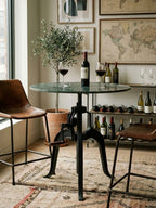 Green Marble and Black Metal Bar Table