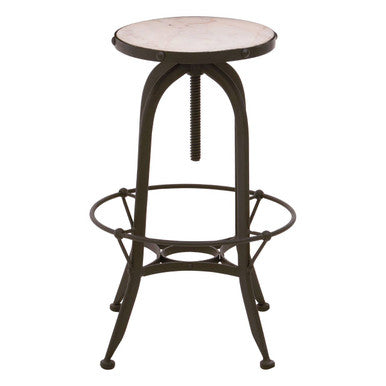 White Marble and Black Finish Bar Stool