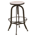 White Marble and Black Finish Bar Stool