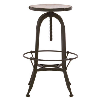 White Marble and Black Finish Bar Stool