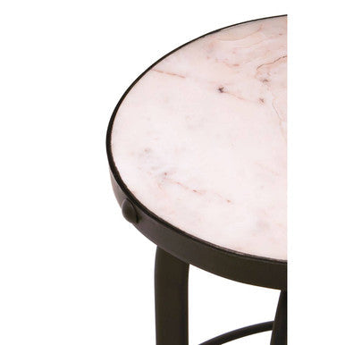 White Marble and Black Finish Bar Stool