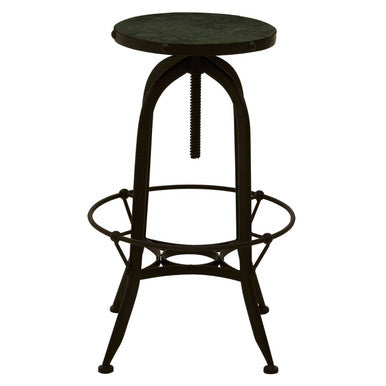 Green Marble and Black Finish Bar Stool