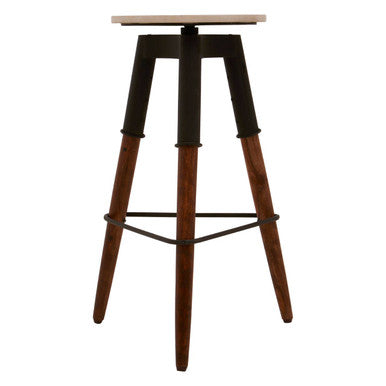 White Marble and Wood Bar Stool