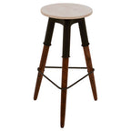 White Marble and Wood Bar Stool