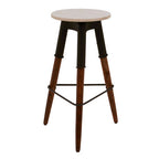 White Marble and Wood Bar Stool