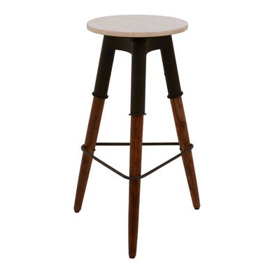 White Marble and Wood Bar Stool