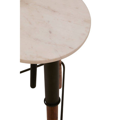 White Marble and Wood Bar Stool