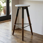 White Marble and Wood Bar Stool
