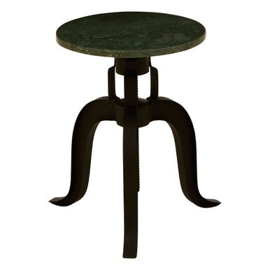 Green Marble and Black Metal Bar Stool