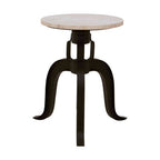 White Marble and Black Finish Stool