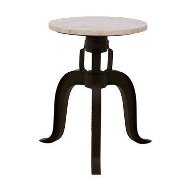 White Marble and Black Finish Stool