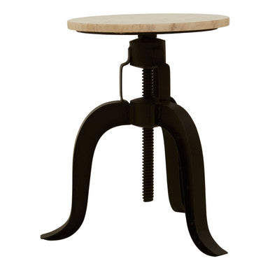 White Marble and Black Finish Stool