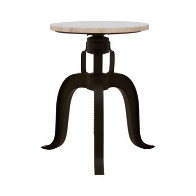 White Marble and Black Finish Stool