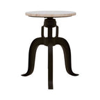 White Marble and Black Finish Stool