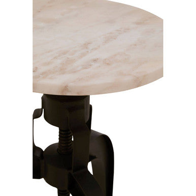 White Marble and Black Finish Stool