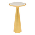 White Marble and Gold Finish Tall Side Table