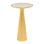 White Marble and Gold Finish Tall Side Table