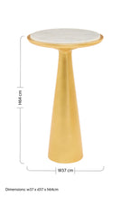 White Marble and Gold Finish Tall Side Table