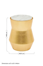 White Marble and Gold Finish Drum Side Table