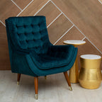 White Marble and Gold Finish Drum Side Table