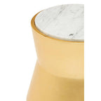 White Marble and Gold Finish Drum Side Table