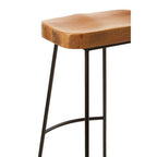 Natural Oak Wood Bar Stool with Black Finish Base