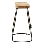 Oak Wood and Black Metal Bar Stool