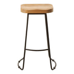 Oak Wood and Black Metal Bar Stool