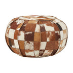 Round Leather Patchwork Pouffe