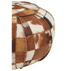 Round Leather Patchwork Pouffe