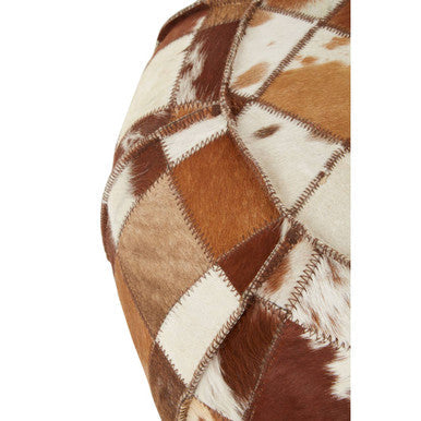 Round Leather Patchwork Pouffe
