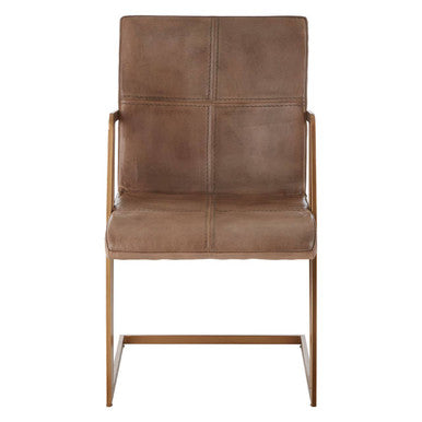 Grey Leather Cantilever Dining Chair