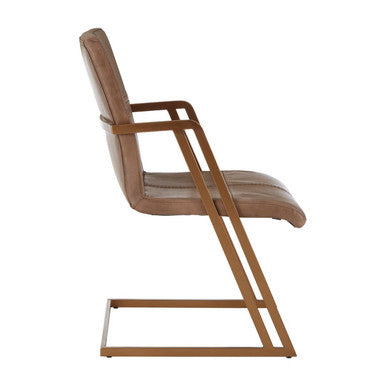 Grey Leather Cantilever Dining Chair