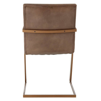 Grey Leather Cantilever Dining Chair