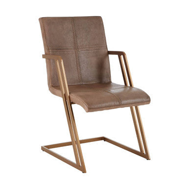Grey Leather Cantilever Dining Chair
