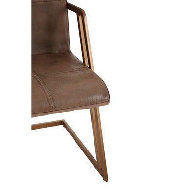 Grey Leather Cantilever Dining Chair
