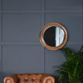 Tan Genuine Leather Round Wall Mirror