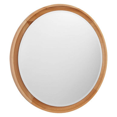 Clear Circular Wood Frame Wall Mirror